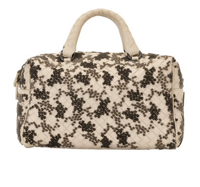 Intrecciato Duffel Bag, &pound;350, Handbags, Cream/Grey, Leather, Front view